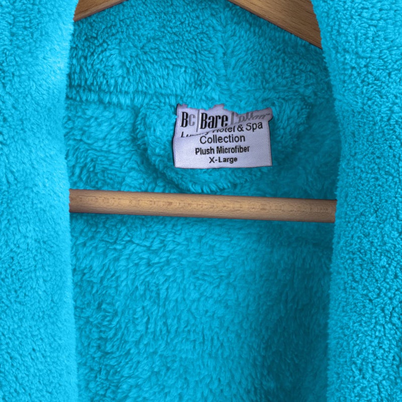 BC BARE COTTON Kids Microfiber Fleece Shawl Robe - Girls - Turquoise - Large - Image 5