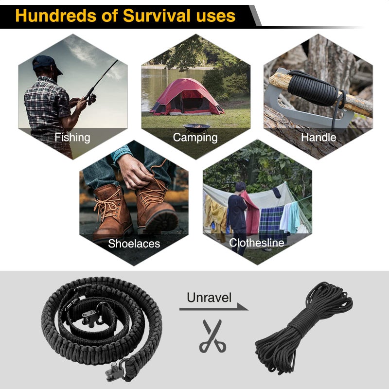 CVLIFE 550 Paracord Sling Two Point Sling Easily Adjust Length Multi Use for Outdoor Sport Camo Brown - Image 3