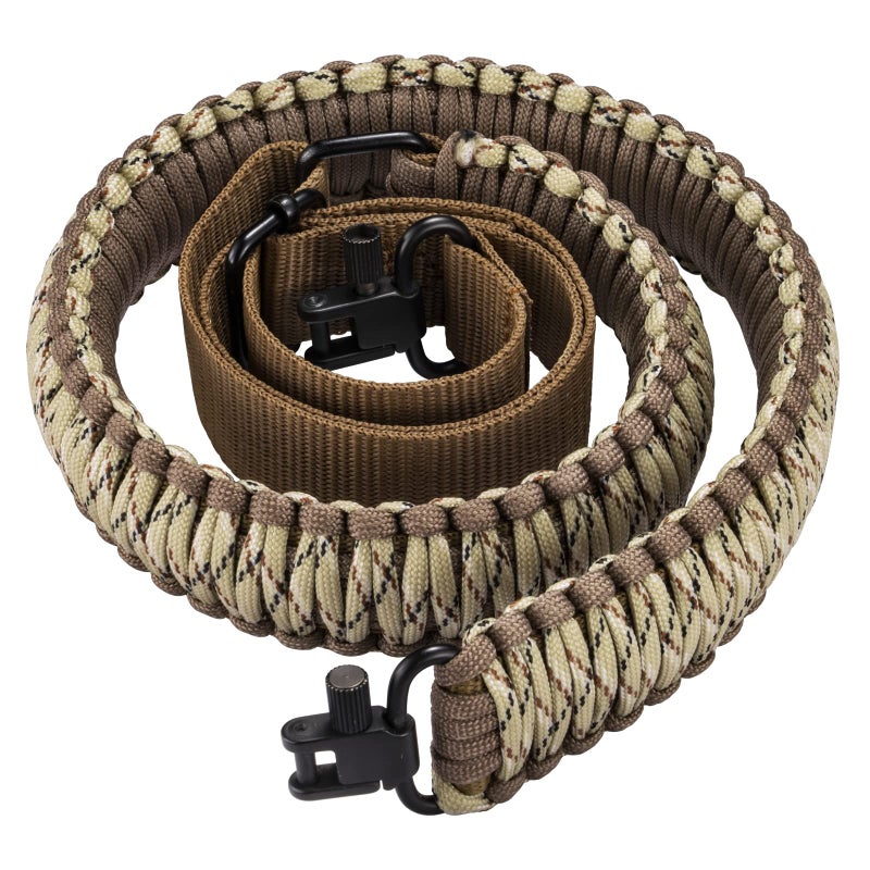 CVLIFE 550 Paracord Sling Two Point Sling Easily Adjust Length Multi Use for Outdoor Sport Camo Brown - Image 1