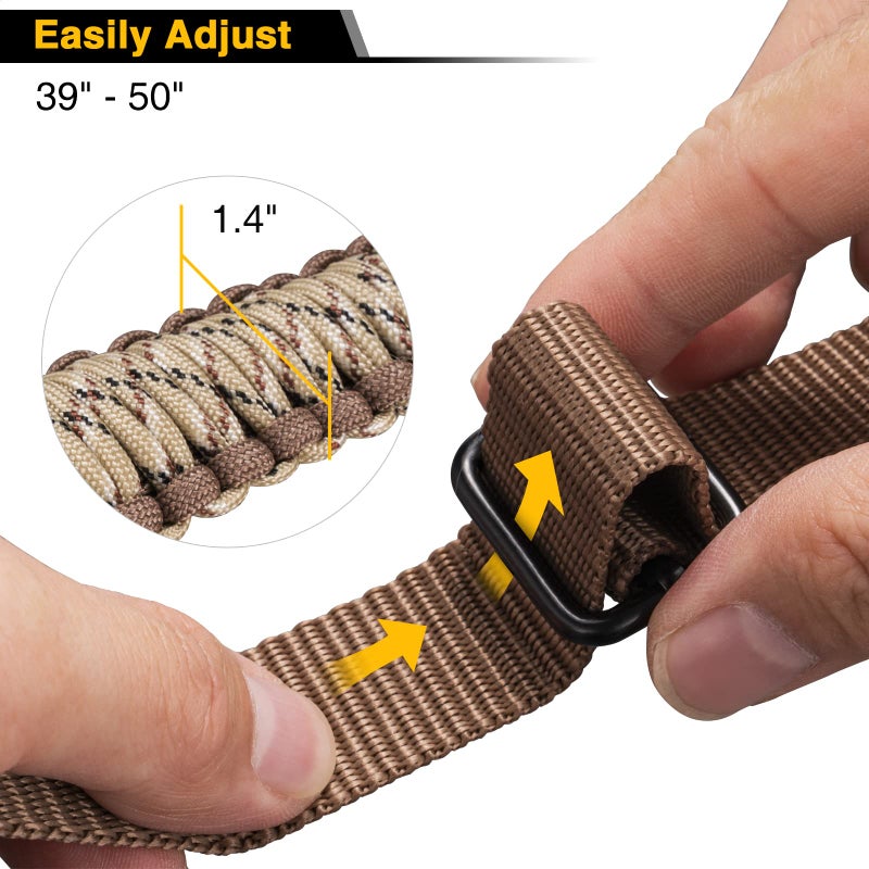 CVLIFE 550 Paracord Sling Two Point Sling Easily Adjust Length Multi Use for Outdoor Sport Camo Brown - Image 2