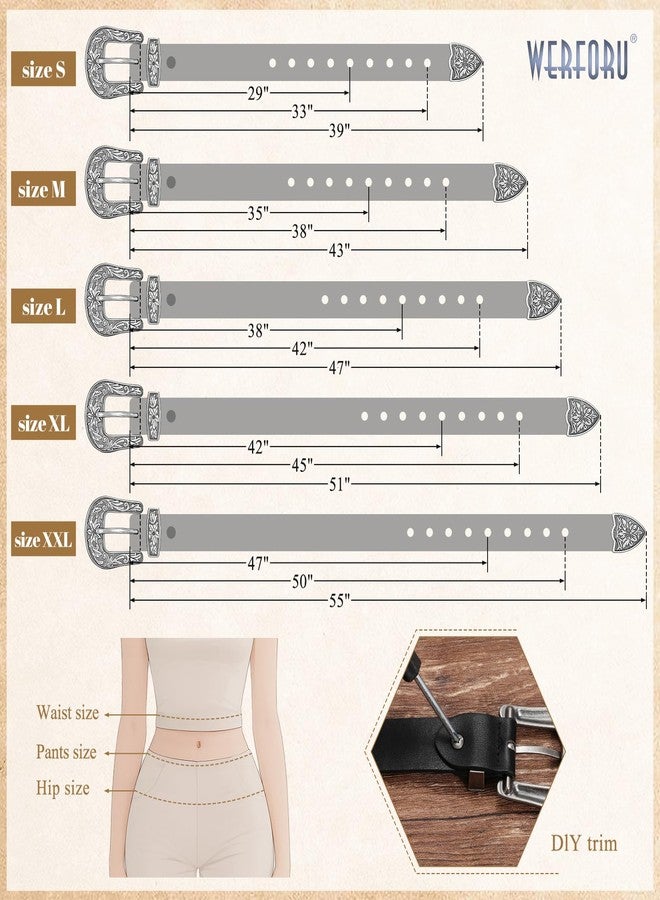 WERFORU Women PU Leather Belt for Jeans- Western Vintage Ladies Boho Waist Belt for Dress - Image 4