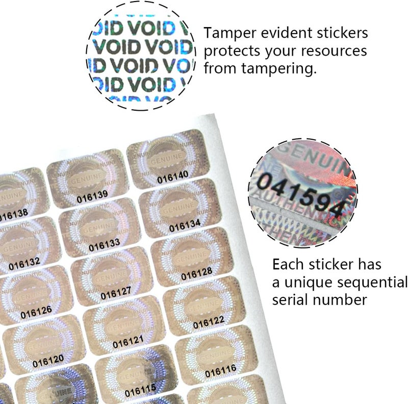 ILMBVM 600 pcs Hologram Security Tamper evident Stickers Warranty Void Seal Labels with Unique Serial Number Genuine Authentic Tamper Proof Sticker(1X0.6 inch)… - Image 4