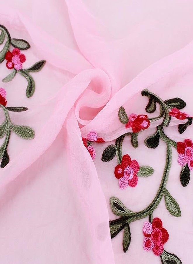 تاب كولكشنز شال شيفون مطرز من مجموعة تاب - وشاح خفيف الوزن مناسب للصيف والخريف - أصفر - Image 4