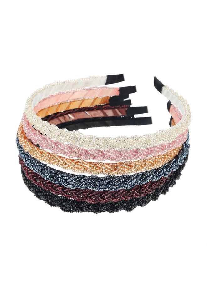 Mtlee 6 Pieces Beaded Headbands Sparkly Crystal Beaded Hair Hoop Hairbands Multiple Color Hair Accessories Head Bands for Women Girls（Multiple color） - Image 1