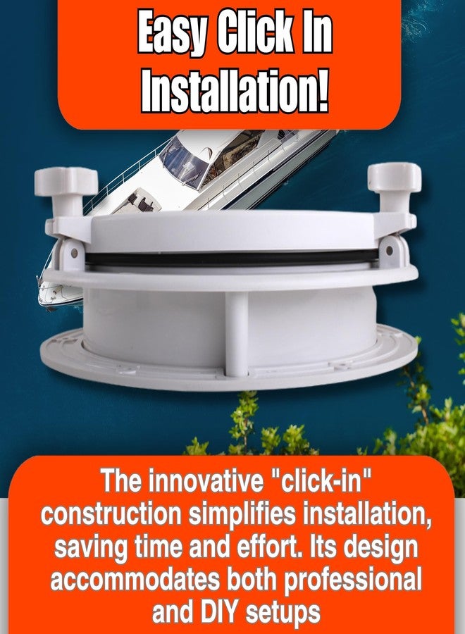 SEAFLO Round Porthole Window with ABS Plastic & Tempered Glass for Boat, Yacht, Marine Applications (White, 10.5") - Image 5