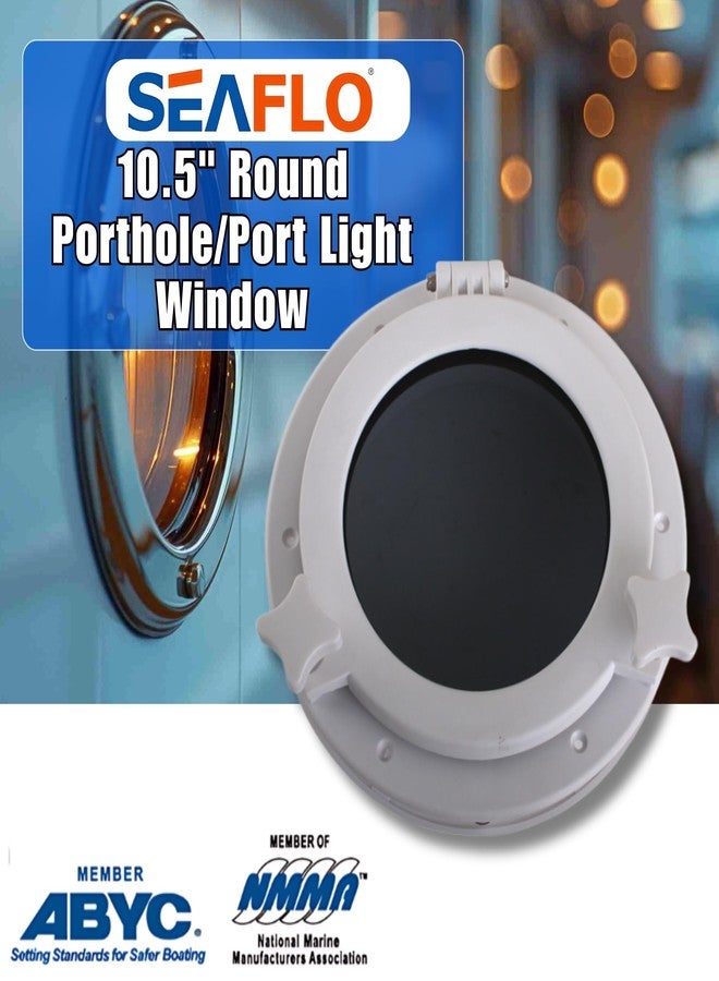 SEAFLO Round Porthole Window with ABS Plastic & Tempered Glass for Boat, Yacht, Marine Applications (White, 10.5") - Image 2