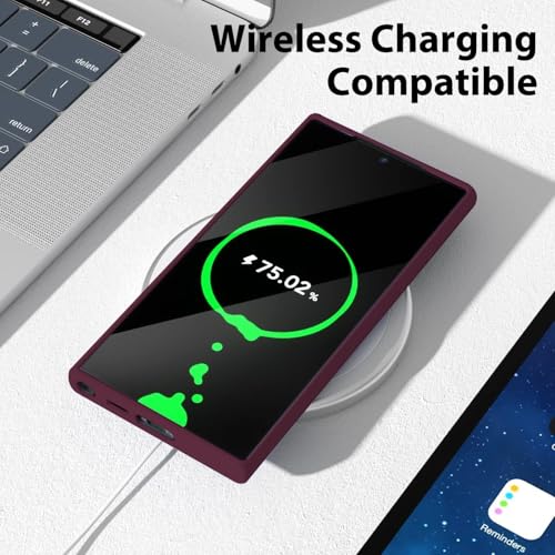 DIZORO Microfiber Candy Case Compatible for Samsung S25 Ultra 5g Smooth Touch Cushion Liquid Soft Silicone Gel Rubber Phone Cases Non-Slip Full Body Protective Shockproof Back Cover (New Wine) - Image 5