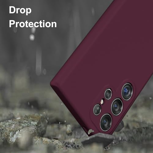 DIZORO Microfiber Candy Case Compatible for Samsung S25 Ultra 5g Smooth Touch Cushion Liquid Soft Silicone Gel Rubber Phone Cases Non-Slip Full Body Protective Shockproof Back Cover (New Wine) - Image 2