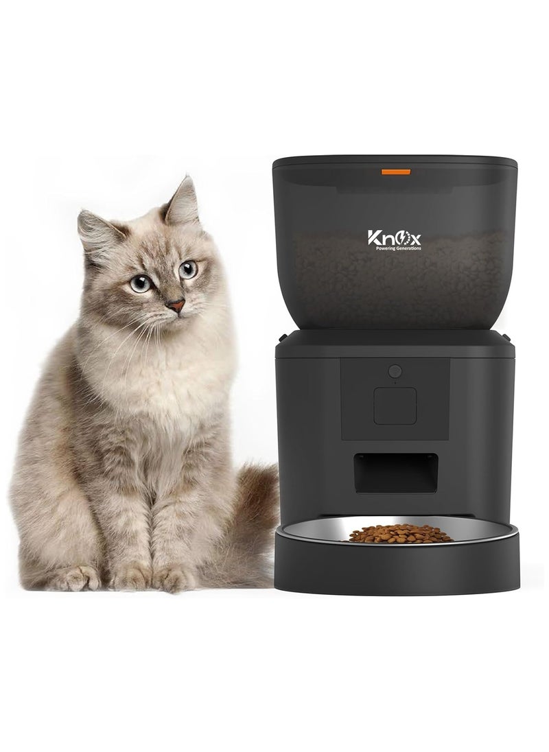 Knox Powering Generations Smart Automatic Pet Feeder or Cats and Dogs, 7L Capacity, WiFi Control, Portion Control, Voice Recording, Multiple Alarms, Single Bowl with Built-in Desiccant Box - Black  - Image 1