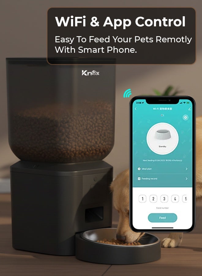 Knox Powering Generations Knox Automatic Pet Feeder 7L, Smart Wi-Fi Cat & Dog Pet Food Dispenser, Timed Dry Food Feeder, Portion Control, Multiple Alarms, Detachable Design, Stainless Steel Bowl, Built-in Desiccant Box - Image 3