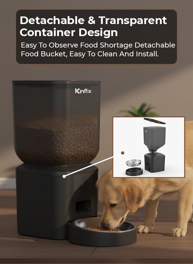 Knox Powering Generations Knox Automatic Pet Feeder 7L, Smart Wi-Fi Cat & Dog Pet Food Dispenser, Timed Dry Food Feeder, Portion Control, Multiple Alarms, Detachable Design, Stainless Steel Bowl, Built-in Desiccant Box - Image 5