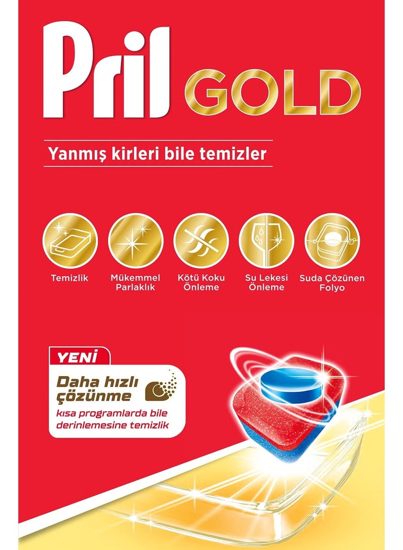 PRIL Gold 12 Action Automatic Dishwasher Tablets – 22 Tabs x 5 Packs | Powerful Cleaning & Shine - Image 2