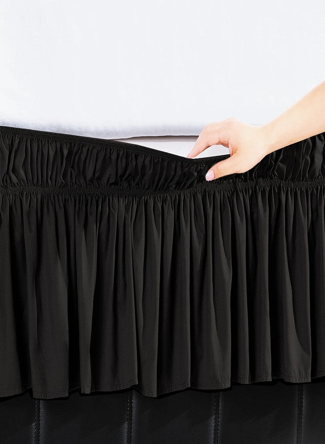 إليجنت كومفورت تنورة سرير أنيقة ومريحة فاخرة ملفوفة حول السرير، مع فتحة مصممة حسب الطلب بطول 16 بوصة - سهلة التركيب، عالية الجودة، مقاومة للتجاعيد والبهتان - مقاس كينج/كوين، لون أسود - Image 4