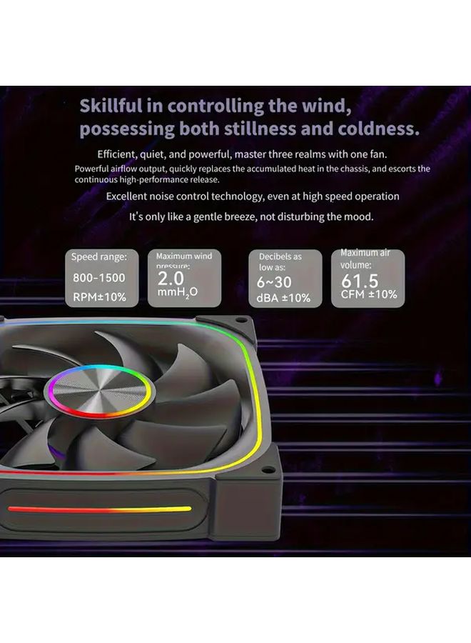 Xuanfengxia 4 72inch ARGB PWM PC Case Fan Black Reverse Temperature Control Speed - Image 4