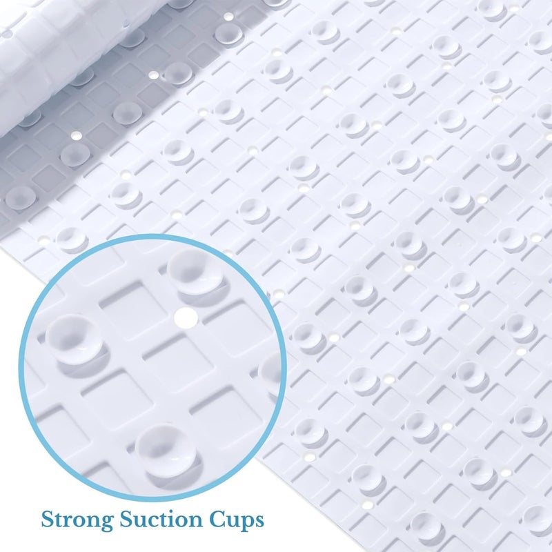 Non-Slip Bathtub Mat, 29.6 X 15.7 in White Bathroom Mat with PVC, Square Massage, Foldable, Strong Suction Cups for Safety - Image 2