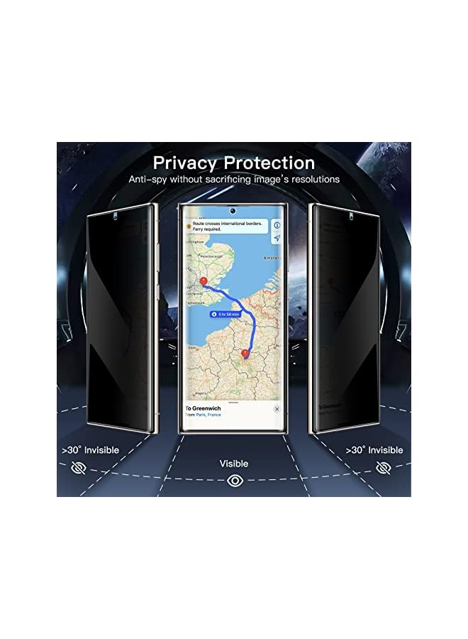 Jetech Privacy Screen Protector For Samsung Galaxy S23 Ultra 5G 6.8-Inch With Camera Lens Protector, Anti-Spy Flexible Tpu Film, Fingerprint Unlock Compatible, 2-Pack Each - Image 3