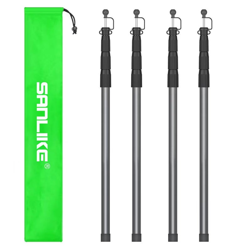 SANLIKE Tent Poles for Tarp 82 Telescoping Poles Set of 4 Replacement for Canopy Camping Rooftop Tent Poles for Rain Fly Awning Gray