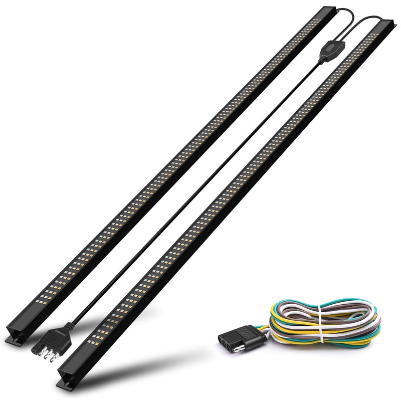 MICTUNING Triple Tailgate Light Bar Waterproof PlugandPlay Aluminum Frame with 4Way Flat Connector Amber Sequential Turn Signal Red BrakeRunning White Reverse Lights for Pickup Truck