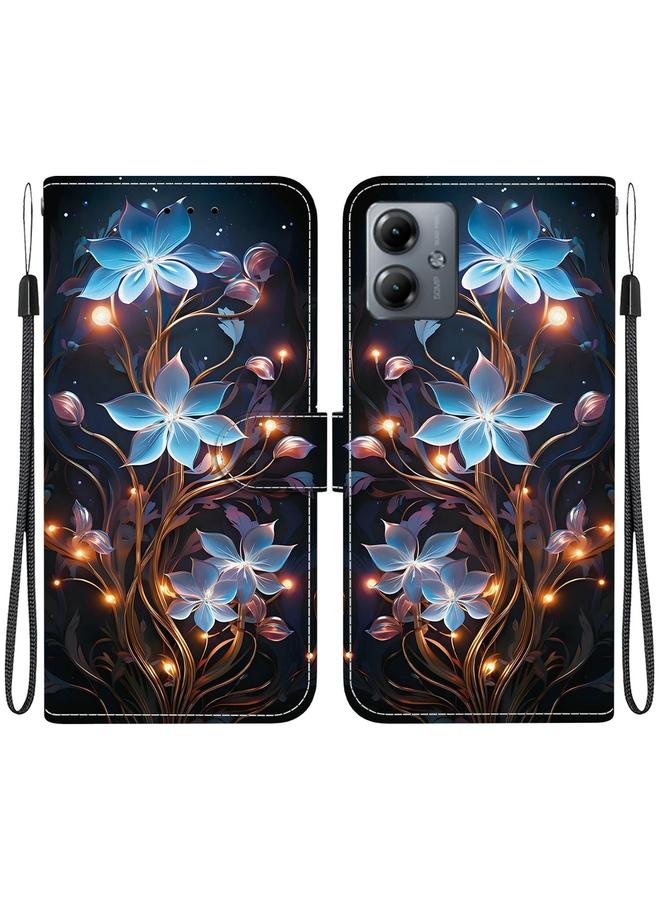 اس-توب جراب لهاتف موتورولا موتو جي 14 مصنوع من الجلد بتصميم كريستالي ملون - Image 1