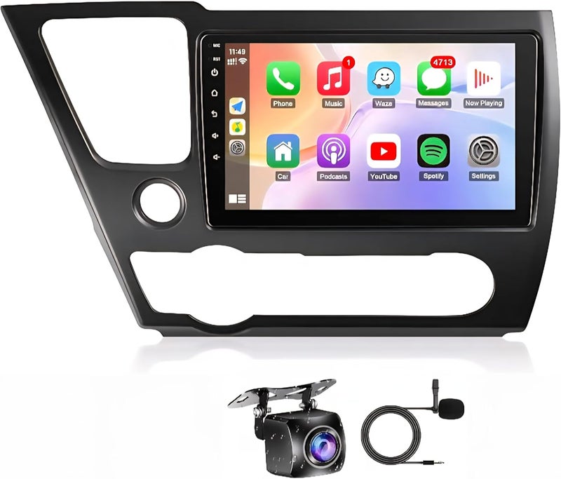 Vierex Fit Honda Civic Car Stereo Honda Civic 9th Android Screen 2013-2017, CarPlay & Android Auto, Wireless GPS Navigation, BT, WiFi, AHD Camera, Radio (2+32GB Carplay 4CORE) - Image 1