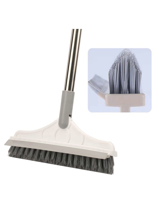 ARAINY Grout Brush Scrape 2 in 1 Floor Scrub Brush with Long Handle V-Shape Cleaning Brush Stiff Bristle Brush Scrubber with Squeegee 120°Rotating Tile Brush for Cleaning Bathroom Glass Patio Kitchen Wall - Image 1
