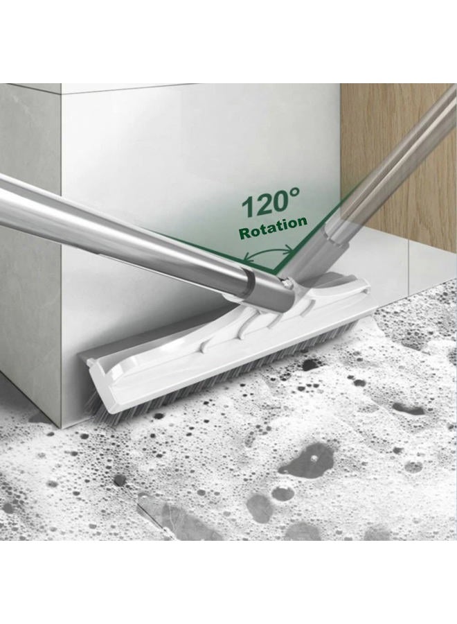 ARAINY Grout Brush Scrape 2 in 1 Floor Scrub Brush with Long Handle V-Shape Cleaning Brush Stiff Bristle Brush Scrubber with Squeegee 120°Rotating Tile Brush for Cleaning Bathroom Glass Patio Kitchen Wall - Image 3