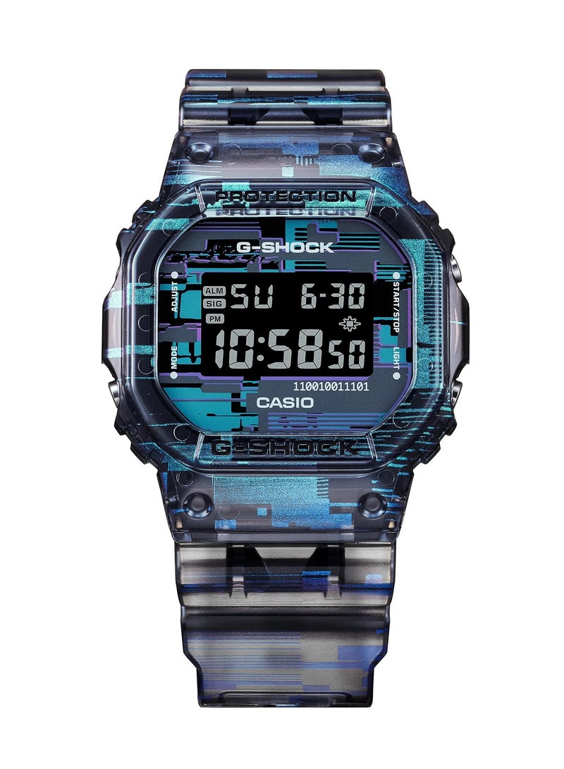 CASIO ساعة كاسيو جي شوك DW-5600NN-1DR بقرص أسود، حزام رمادي لامع، ساعة للرجال - Image 1