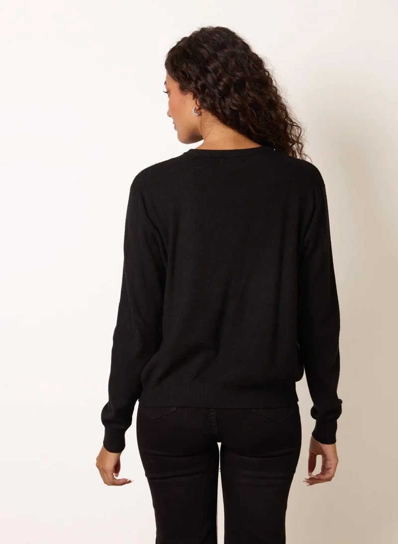 بلو فانيلا Cardigan With Rhinestone Bow Details