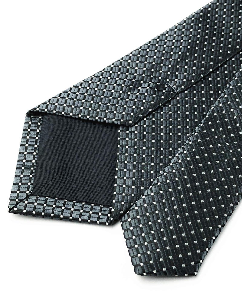 Elfeves Men's Big Boys Dark Grey Silk Plain Cravat Ties Solid Extra Long Necktie Best Xmas Gift - Image 3