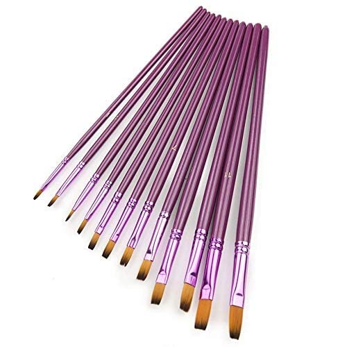 KNAFS 12 PCS Flat Different Size Artist Fine Nylon Hair Paint Brush Set for Watercolor Acrylic Oil Painting Brushes Drawing Art Supplies Size: 1-12 - Image 3