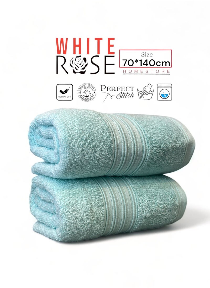 White Rose - 2 Pcs Luxurious And Soft Beach Towel Set Shadow Luxury Towel 550GSM Bath Towel (70x140cm) Set Of 2 - Image 1