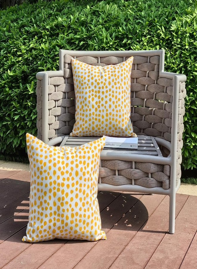 Allorry Outdoor Pillow Covers 18x18 Set of 2 Boho Design Yellow Polka Dot Decorations Pillows Summer Outdoor Waterproof Patio Furniture Garden Porch Sofa Bed Cushion Covers Home Decor JB001-A18 - Image 3