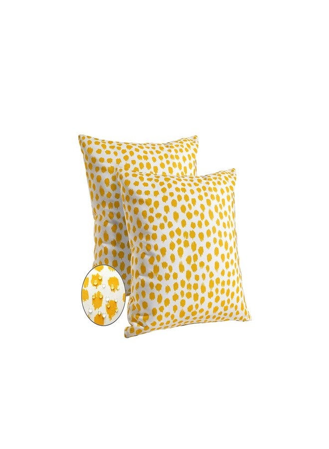 Allorry Outdoor Pillow Covers 18x18 Set of 2 Boho Design Yellow Polka Dot Decorations Pillows Summer Outdoor Waterproof Patio Furniture Garden Porch Sofa Bed Cushion Covers Home Decor JB001-A18 - Image 1