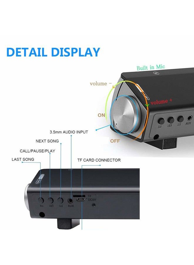 Toproad Sound Bar, Soundbar Wired and Wireless Bluetooth 5.0 Speaker, Built in Mic, for Cell Phone/Tablet/Projector and Support TV with AUX/RCA Output - Image 4