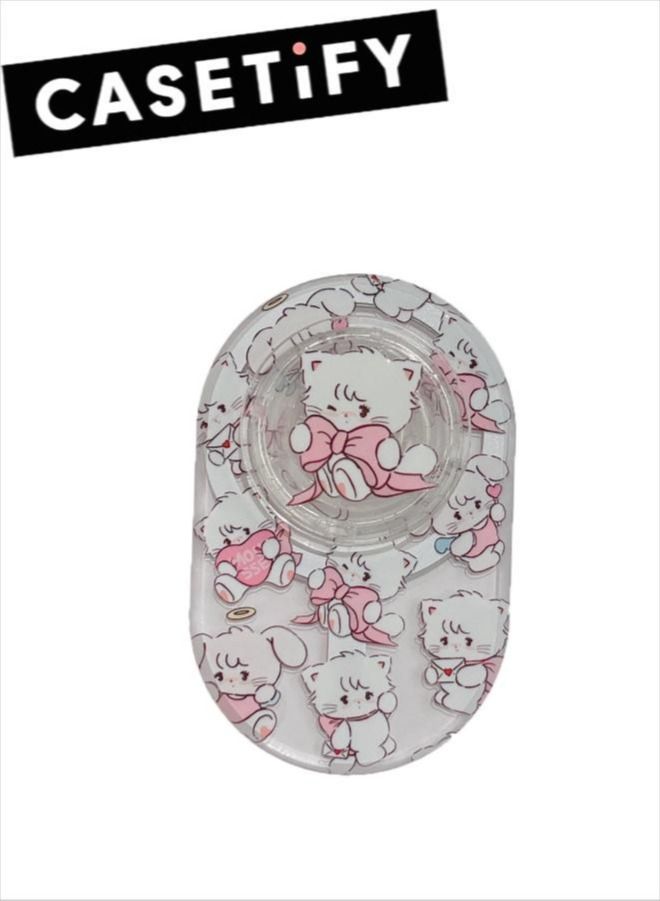 Casetify MIKO Cat Phone Grip Stand Compatible with MagSafe, MagSafe Phone Grip Holder, Wireless Charging Compatible White - Image 1