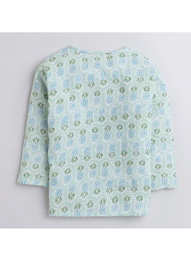 بولكاتوتس قميص نوم بأكمام طويلة من Polka Tots بطبعة أناناس - أخضر  - Image 3