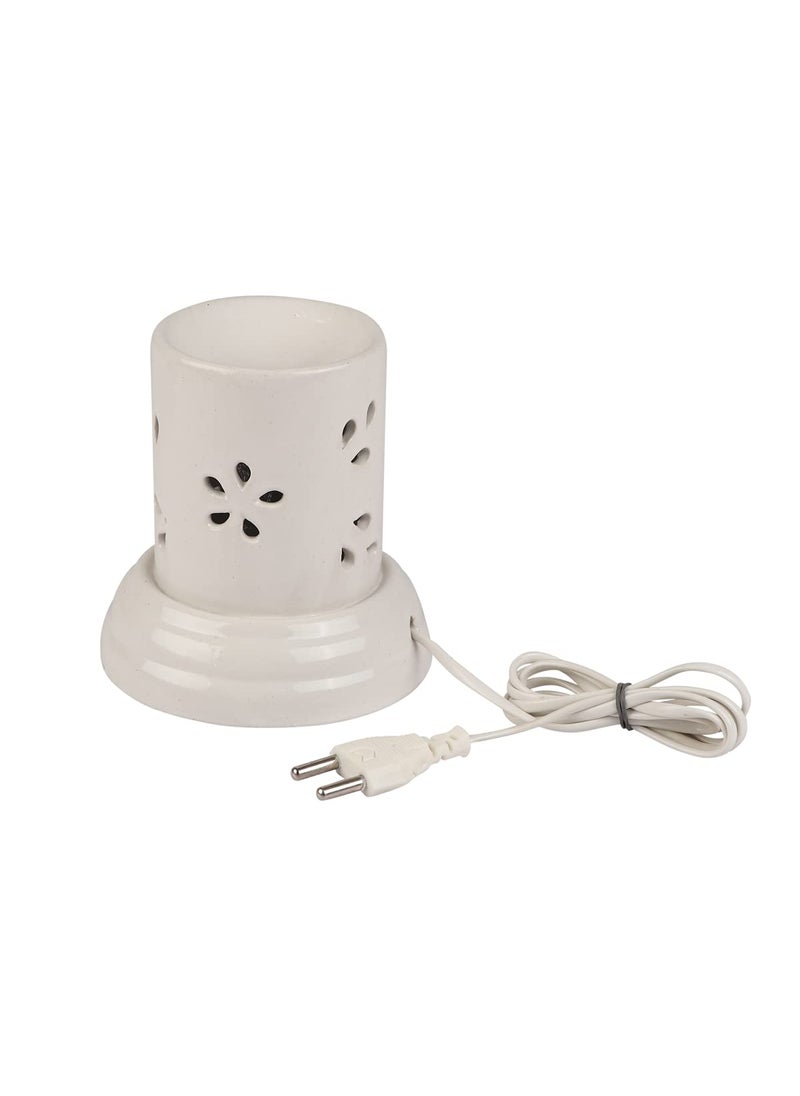 ASIAN AURA Asian Aura Handcrafted Ceramic White Electric Cylindric Shaped Aroma Diffuser Oil BurnerOil Warmer for Home  - Image 1
