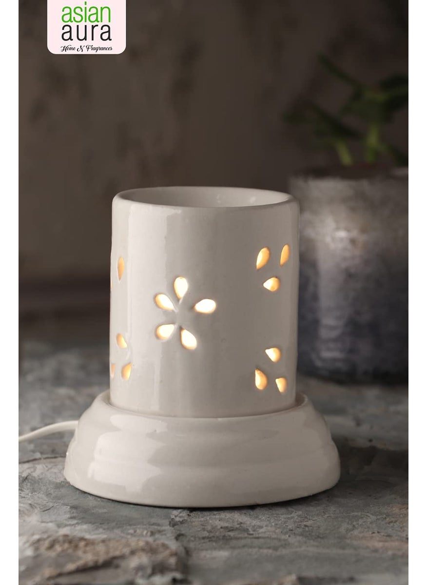 ASIAN AURA Asian Aura Handcrafted Ceramic White Electric Cylindric Shaped Aroma Diffuser Oil BurnerOil Warmer for Home  - Image 5