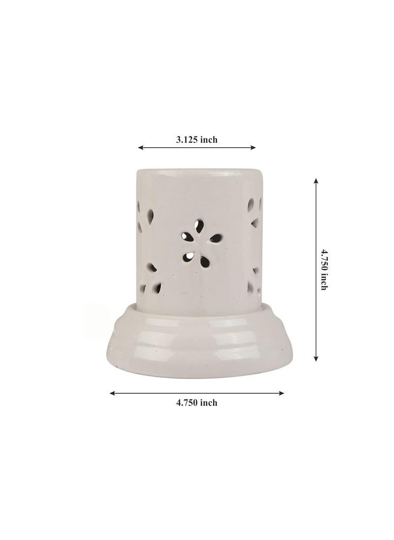 ASIAN AURA Asian Aura Handcrafted Ceramic White Electric Cylindric Shaped Aroma Diffuser Oil BurnerOil Warmer for Home  - Image 3