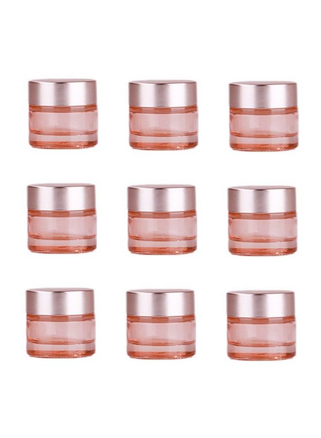 Healthcom 10 Packs 15G/15Ml Empty Jars Pink Glass Cosmetic Jar Pot Bottles With Rose Gold Lids Cosmetic Container Refillable Eye Cream Jar Pot Vials For Makeup Lotion Face Eyeshadow Lip Balms - Image 1