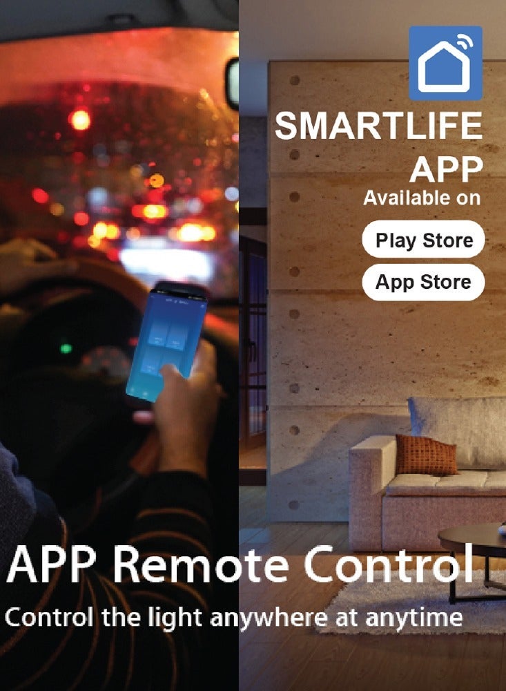 SASKA Smart Tuya Wifi Touch Light Switch (SJ-A1) Smartlife App Remote Control, Timing Function Voice Control - No Neutral No Hub Needed (2 Gang, Gold) - Image 2