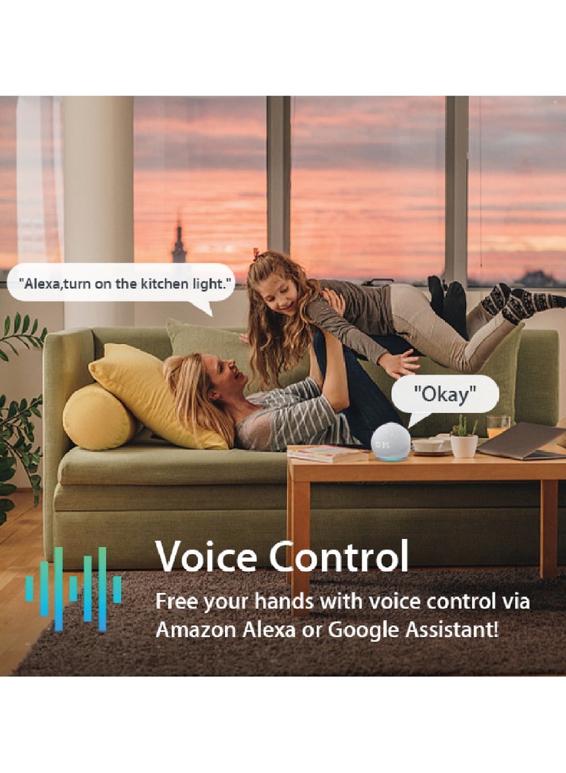 Saska Smart Tuya Wifi Touch Light Switch (SJ-A1) Smartlife App Remote Control, Timing Function Voice Control - No Neutral No Hub Needed (2 Gang, Gold)