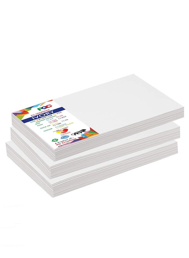 PG Creations A4 Size, 50 Sheets, 225 GSM Ivory Sheets A4 for Drawing, 8.3x11.7 Inch, Smooth Finish, White - Image 1