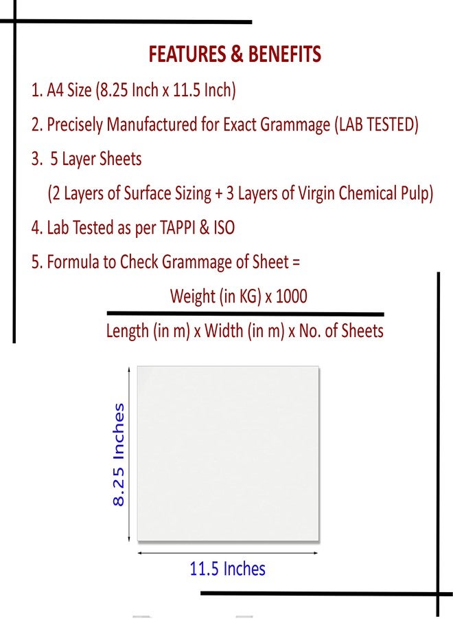 PG Creations A4 Size, 50 Sheets, 225 GSM Ivory Sheets A4 for Drawing, 8.3x11.7 Inch, Smooth Finish, White - Image 2