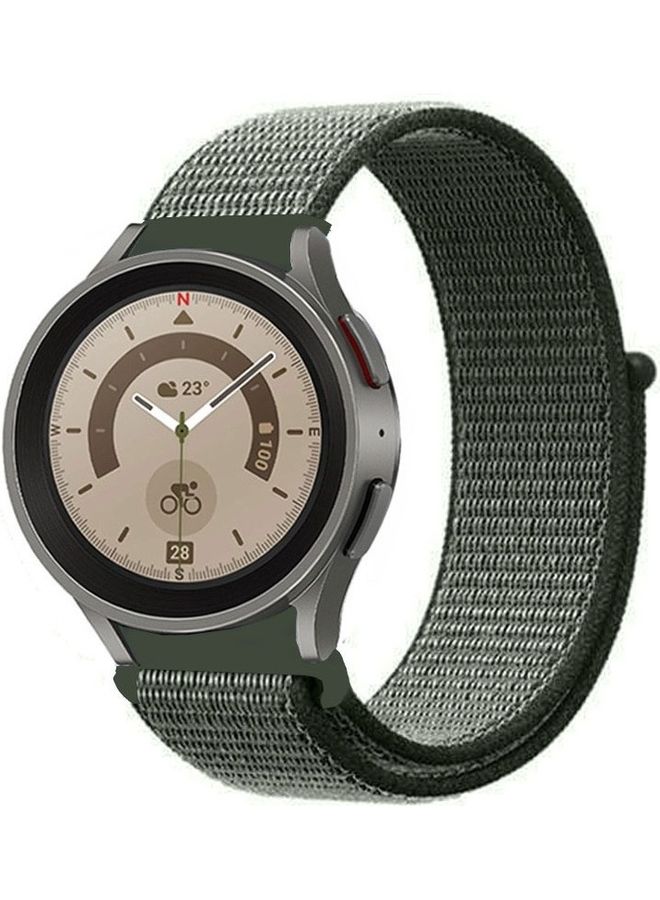 NIBEMINENT Samsung Galaxy Watch 5 / Pro Band Nylon Loop Replacement Strap 20mm Compatible with Watch5 (44mm/40mm) (45mm) Dark Green - Image 2