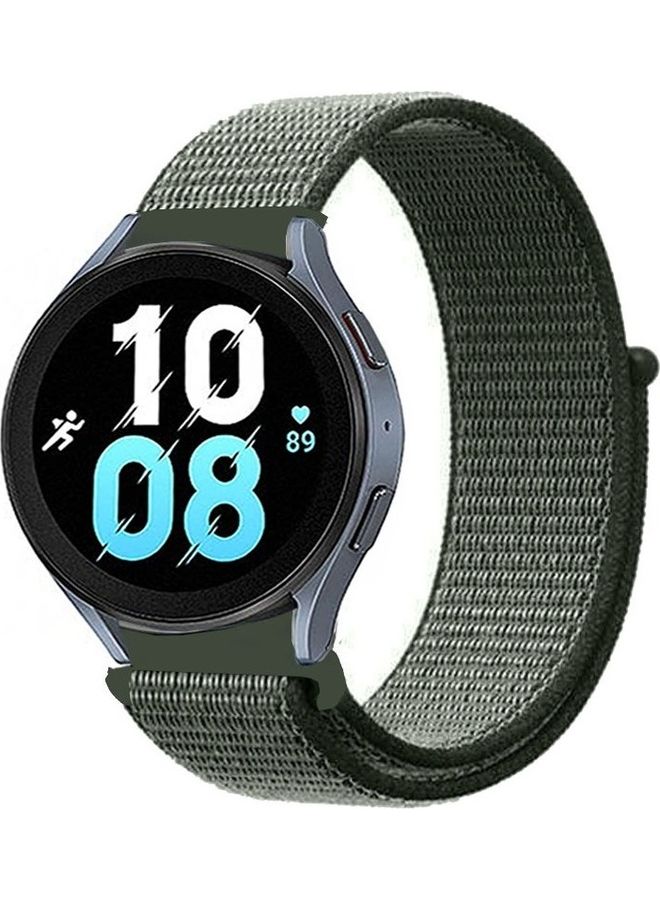 NIBEMINENT Samsung Galaxy Watch 5 / Pro Band Nylon Loop Replacement Strap 20mm Compatible with Watch5 (44mm/40mm) (45mm) Dark Green - Image 1