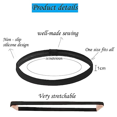 Hexchasty 9pcs Elastic Thin Headbands, Stretchy Skinny Sports Athletic Hair Bands for Women Men Girls Boys Teen - Black, White, Gray - Image 2