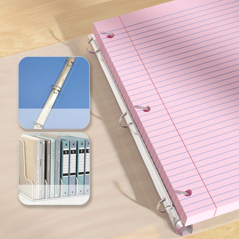 AILZFEI Pink Loose Leaf Paper 100 Sheets Colored Filler Paper 8 * 10.5 College Ruled 3-Hole Punched Paper for 3-Ring Binders Notebook Lined 8" x 10.5" - Image 5