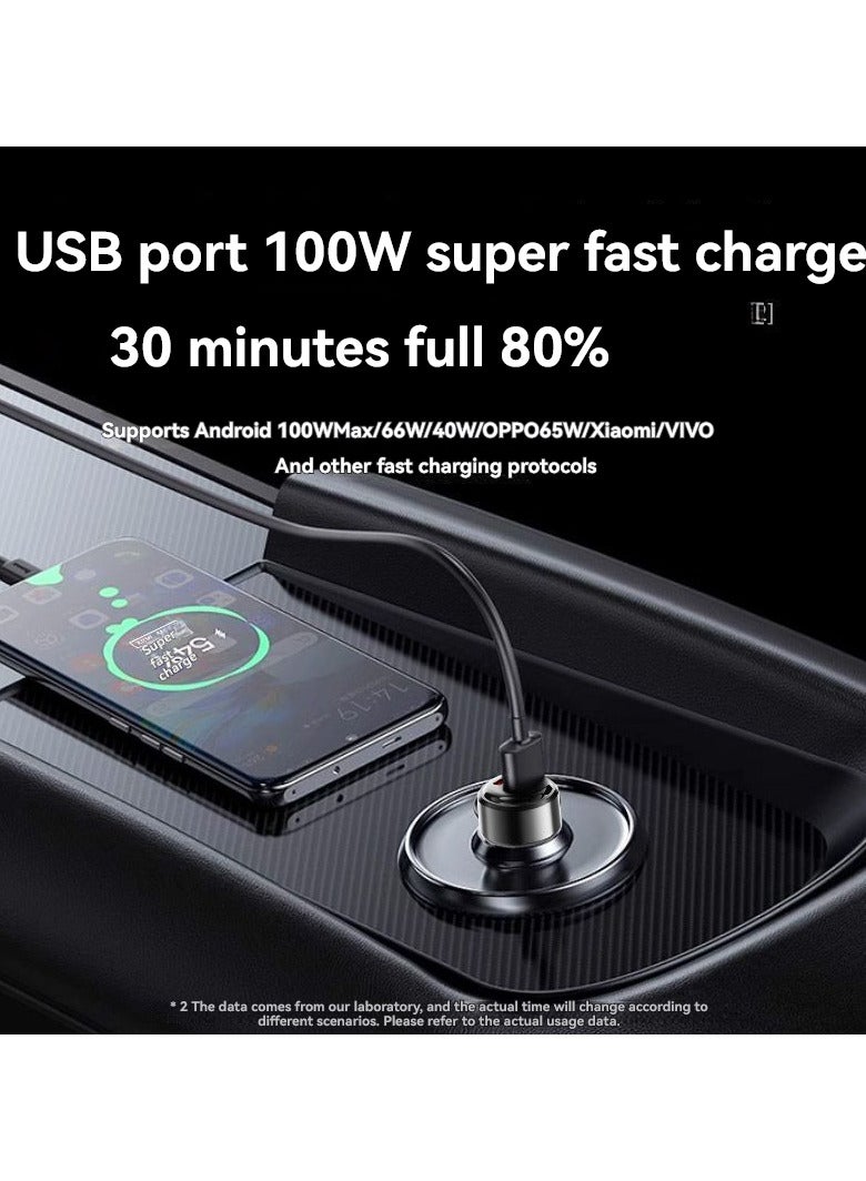 جيج بي في شاحن سيارة سريع 100 وات USB C مع عرض الجهد، PD3.0/QC3.0/AFC/FCP محول طاقة سيارة ثنائي المنفذ للشحن السريع لهاتف iPhone 13 Pro Max/13 Pro/13/13 mini/12 Pro Max، Samsung Galaxy S21/S21+/S20+ - Image 4