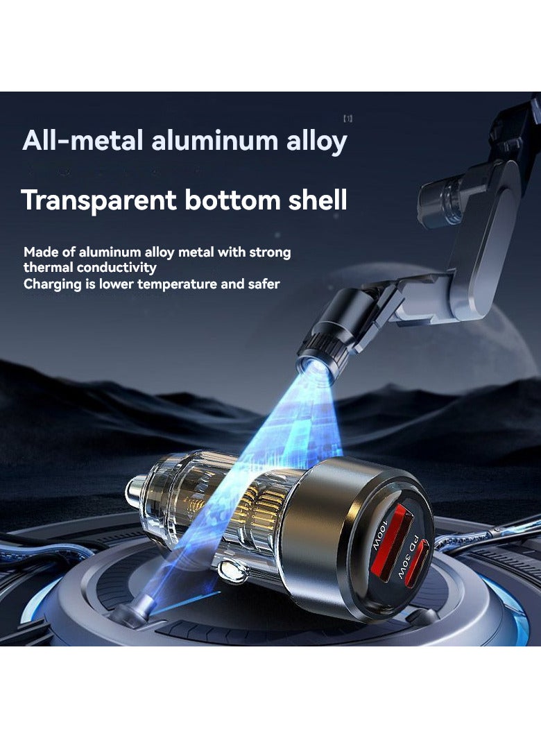 جيج بي في شاحن سيارة سريع 100 وات USB C مع عرض الجهد، PD3.0/QC3.0/AFC/FCP محول طاقة سيارة ثنائي المنفذ للشحن السريع لهاتف iPhone 13 Pro Max/13 Pro/13/13 mini/12 Pro Max، Samsung Galaxy S21/S21+/S20+ - Image 2